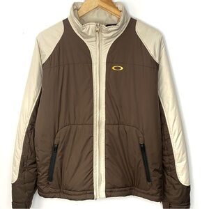 Vintage Oakley Men’s Brown & Cream Nitro Fuel Ski Snowboarding Puffer Jacket L